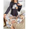imageSOLY HUX Womens Cartoon Graphic Pajama Set Cute Cat Print Sleepwear Long Sleeve Tee Tops and Pants LoungewearBlack Cartoon