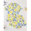 imageSOLY HUX Womens Cute Print Pajama Set Short Sleeve Sleepwear Button Down Shirt and Shorts LoungewearWhite Lemon Print