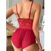 imageSOLY HUX Womens Lace Teddy Lingerie Spaghetti Strap Bodysuit Babydoll SleepwearPlain Burgundy