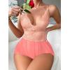 imageSOLY HUX Womens Lace Teddy Lingerie Spaghetti Strap Bodysuit Babydoll SleepwearPlain Pink