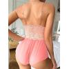 imageSOLY HUX Womens Lace Teddy Lingerie Spaghetti Strap Bodysuit Babydoll SleepwearPlain Pink