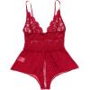 imageSOLY HUX Womens Lace Teddy Lingerie Spaghetti Strap Bodysuit Babydoll SleepwearPure Burgundy