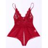 imageSOLY HUX Womens Lace Teddy Lingerie Spaghetti Strap Bodysuit Babydoll SleepwearPure Burgundy