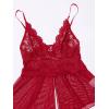 imageSOLY HUX Womens Lace Teddy Lingerie Spaghetti Strap Bodysuit Babydoll SleepwearPure Burgundy
