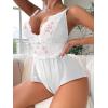 imageSOLY HUX Womens Lace Teddy Lingerie Spaghetti Strap Bodysuit Babydoll SleepwearPure White