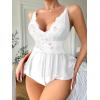 imageSOLY HUX Womens Lace Teddy Lingerie Spaghetti Strap Bodysuit Babydoll SleepwearPure White