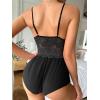 imageSOLY HUX Womens Lace Teddy Lingerie Spaghetti Strap Bodysuit Babydoll SleepwearSolid Black