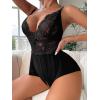 imageSOLY HUX Womens Lace Teddy Lingerie Spaghetti Strap Bodysuit Babydoll SleepwearSolid Black
