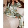 imageSOLY HUX Womens Leopard Print Silk Satin Pajama Set Long Sleeve Button Down Shirt Pj Set 2 Piece SleepwearGreen Leopard