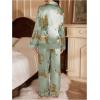 imageSOLY HUX Womens Leopard Print Silk Satin Pajama Set Long Sleeve Button Down Shirt Pj Set 2 Piece SleepwearGreen Leopard