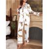imageSOLY HUX Womens Leopard Print Silk Satin Pajama Set Long Sleeve Button Down Shirt Pj Set 2 Piece SleepwearWhite Leopard