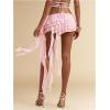 imageSOLY HUX Womens Mesh Irregular Ruffle Trim Layered Y2k Mini Skirt Concert Music Festival Date OutfitsPlain Pink