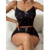 imageSOLY HUX Womens Pajama Set Strawberry Print Lace Trim Cami Top and Shorts Lounge Sets SleepwearBlack Strawberry