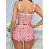 imageSOLY HUX Womens Pajama Set Strawberry Print Lace Trim Cami Top and Shorts Lounge Sets SleepwearDusty Pink Strawberry