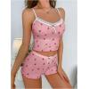 imageSOLY HUX Womens Pajama Set Strawberry Print Lace Trim Cami Top and Shorts Lounge Sets SleepwearDusty Pink Strawberry