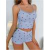 imageSOLY HUX Womens Pajama Set Strawberry Print Lace Trim Cami Top and Shorts Lounge Sets SleepwearLight Blue Strawberry