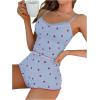 imageSOLY HUX Womens Pajama Set Strawberry Print Lace Trim Cami Top and Shorts Lounge Sets SleepwearLight Blue Strawberry