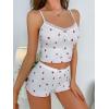 imageSOLY HUX Womens Pajama Set Strawberry Print Lace Trim Cami Top and Shorts Lounge Sets SleepwearWhite Strawberry
