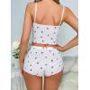 imageSOLY HUX Womens Pajama Set Strawberry Print Lace Trim Cami Top and Shorts Lounge Sets SleepwearWhite Strawberry