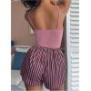 imageSOLY HUX Womens Pajama Set Striped Letter Print Sleepwear Cami Tops and Shorts LoungewearDusty Pink Letter