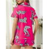 imageSOLY HUX Womens Pajama Set Tiger Print Sleepwear Short Sleeve Button Down Shirt and ShortsHotpink Tiger