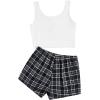 imageSOLY HUX Womens Pajama Sets 2 Piece Lounge Sets Button Tank Top and Plaid Shorts SleepwearBlack and White