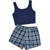 imageSOLY HUX Womens Pajama Sets 2 Piece Lounge Sets Button Tank Top and Plaid Shorts SleepwearDark Blue