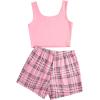 imageSOLY HUX Womens Pajama Sets 2 Piece Lounge Sets Button Tank Top and Plaid Shorts SleepwearPink Plaid