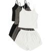 imageSOLY HUX Womens Pajama Sets Lounge Sets Ribbed Knit Cami Crop Top and Shorts Sleepwear PJ 3 SetsBlack Grey White