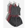 imageSOLY HUX Womens Pajama Sets Lounge Sets Ribbed Knit Cami Crop Top and Shorts Sleepwear PJ 3 SetsMulticoloured 3 Pack