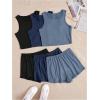 imageSOLY HUX Womens Pajamas 6 Piece Sleeveless Tank Top and Shorts Lounge Set SleepwearDark Blue Black Multi