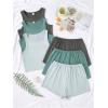 imageSOLY HUX Womens Pajamas 6 Piece Sleeveless Tank Top and Shorts Lounge Set SleepwearGreen Grey Multi