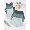 imageSOLY HUX Womens Pajamas 6 Piece Sleeveless Tank Top and Shorts Lounge Set SleepwearGreen Grey Multi