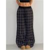 imageSOLY HUX Womens Plaid Checkered Pants Flannel Pajama Pants Lounge Wide Leg Baggy Sweatpants with PocketsBlue Plaid