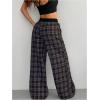 imageSOLY HUX Womens Plaid Checkered Pants Flannel Pajama Pants Lounge Wide Leg Baggy Sweatpants with PocketsBlue Plaid