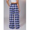 imageSOLY HUX Womens Plaid Checkered Pants Flannel Pajama Pants Lounge Wide Leg Baggy Sweatpants with PocketsBlue and Gray