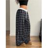 imageSOLY HUX Womens Plaid Checkered Pants Flannel Pajama Pants Lounge Wide Leg Baggy Sweatpants with PocketsBlue and White Plaid