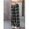 imageSOLY HUX Womens Plaid Checkered Pants Flannel Pajama Pants Lounge Wide Leg Baggy Sweatpants with PocketsDark Green and Red Tarten