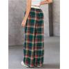 imageSOLY HUX Womens Plaid Checkered Pants Flannel Pajama Pants Lounge Wide Leg Baggy Sweatpants with PocketsDark Green and Red Tarten
