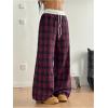 imageSOLY HUX Womens Plaid Checkered Pants Flannel Pajama Pants Lounge Wide Leg Baggy Sweatpants with PocketsRed and White Plaid