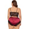 imageSOLY HUX Womens Plus Size Lingerie Set Spaghetti Strap Lace Trim Bralette and Shorts Sleepwear Pajama SetMulticoloured