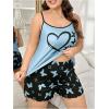 imageSOLY HUX Womens Plus Size Pajama Set Butterfly Heart Print Loungewear Cami Top and Shorts SleepwearBlue Heart