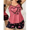 imageSOLY HUX Womens Plus Size Pajama Set Butterfly Heart Print Loungewear Cami Top and Shorts SleepwearLight Pink Heart