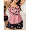 imageSOLY HUX Womens Plus Size Pajama Set Butterfly Heart Print Loungewear Cami Top and Shorts SleepwearPink Heart