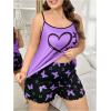 imageSOLY HUX Womens Plus Size Pajama Set Butterfly Heart Print Loungewear Cami Top and Shorts SleepwearPurple Heart
