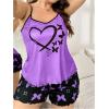 imageSOLY HUX Womens Plus Size Pajama Set Butterfly Heart Print Loungewear Cami Top and Shorts SleepwearPurple Heart