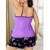 imageSOLY HUX Womens Plus Size Pajama Set Butterfly Heart Print Loungewear Cami Top and Shorts SleepwearPurple Heart