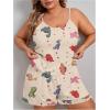 imageSOLY HUX Womens Plus Size Pajama Set Cute Cartoon Print Sleepwear Cami Top and Shorts LoungewearBeige Dinosaur