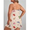 imageSOLY HUX Womens Plus Size Pajama Set Cute Cartoon Print Sleepwear Cami Top and Shorts LoungewearBeige Dinosaur