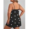imageSOLY HUX Womens Plus Size Pajama Set Cute Cartoon Print Sleepwear Cami Top and Shorts LoungewearBlack Heart